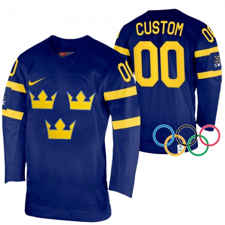Herren Eishockey Schweden Trikot Custom 2022 Winter Olympics Navy Authentic